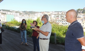 la nostra presenza alla visita alla copertura a verde del museo del mare di Genova, organizzata da AIAPP. Il geom Berci illustra la tecnologia utilizzata per la realizzazione della copertura a verde